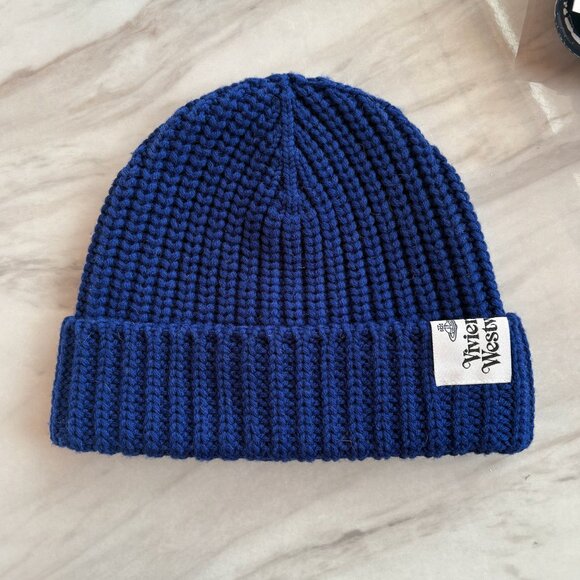 Vivienne Westwood Blue Logo Patch Beanie - Picture 3 of 4